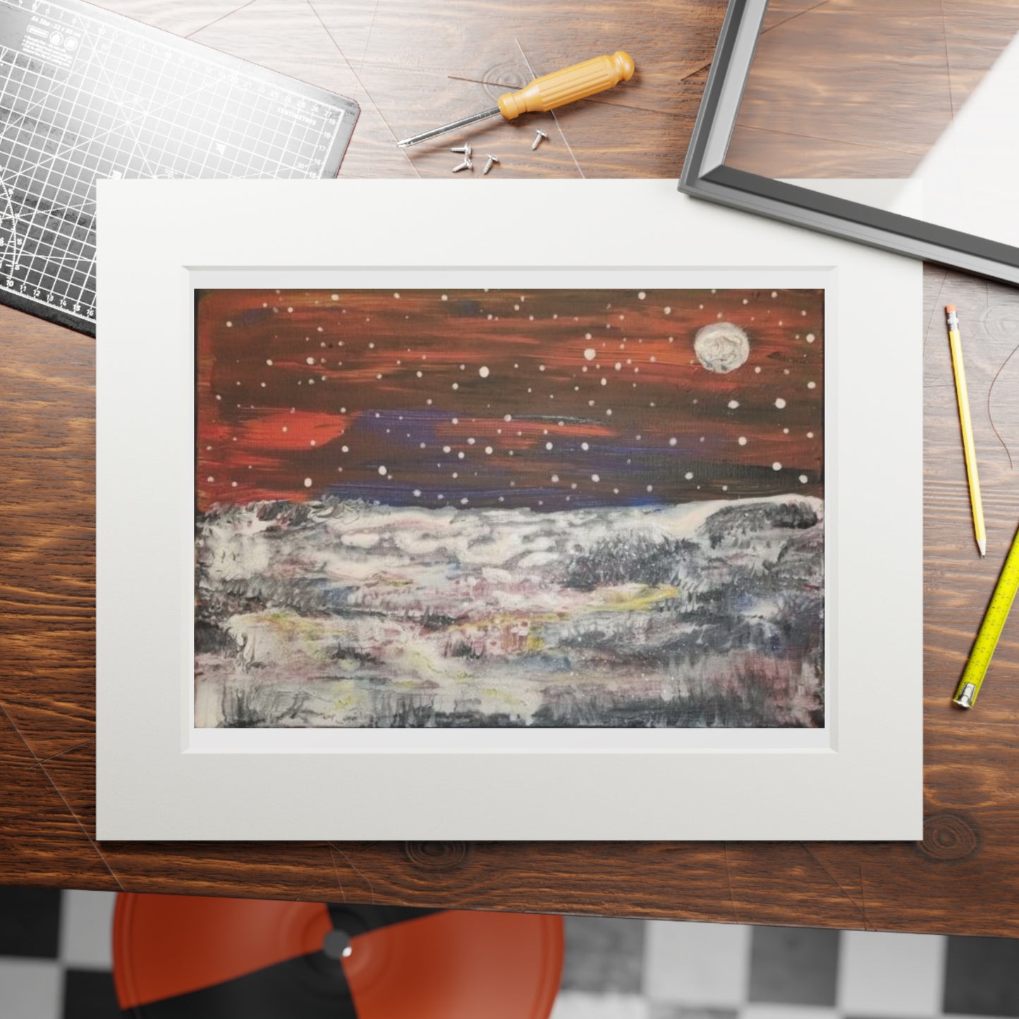 Lunar Winter Landscape — Fine Art Print with Passepartout Frame
