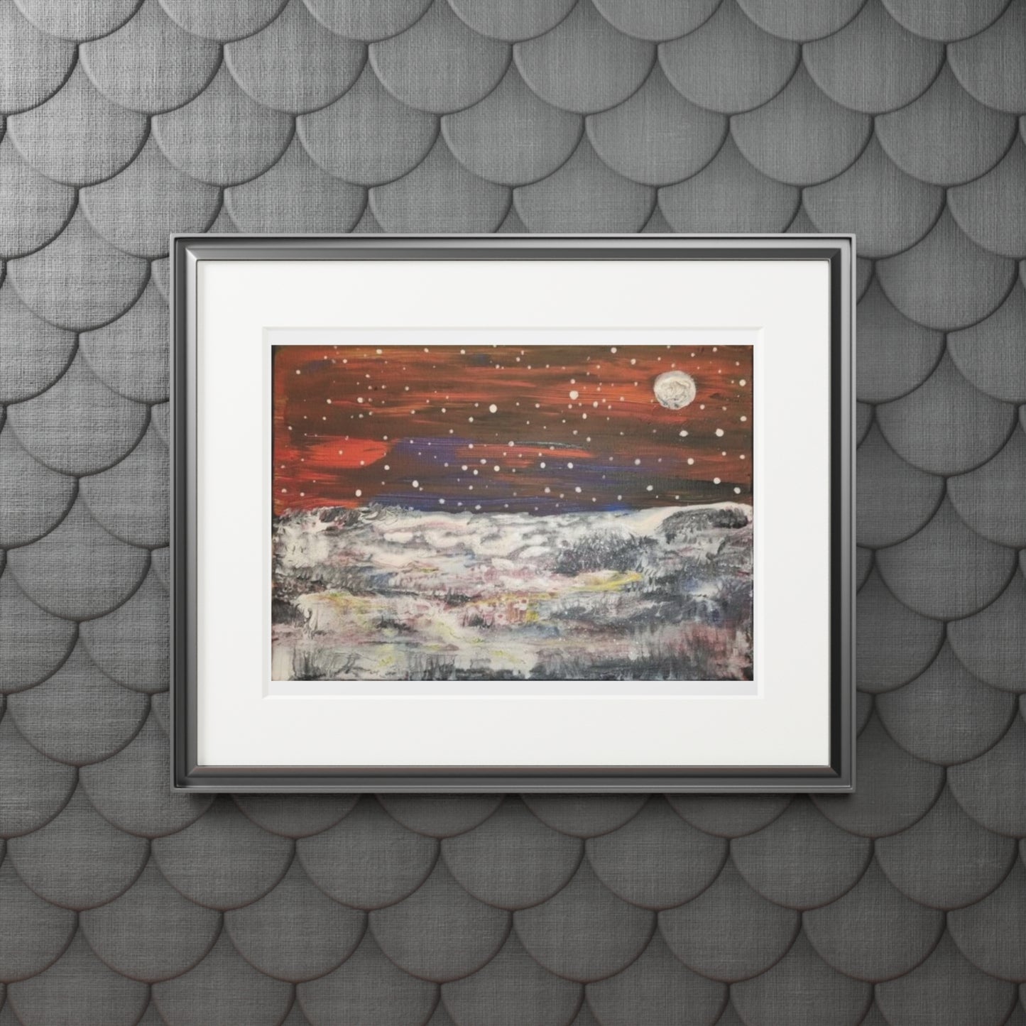 Lunar Winter Landscape — Fine Art Print with Passepartout Frame