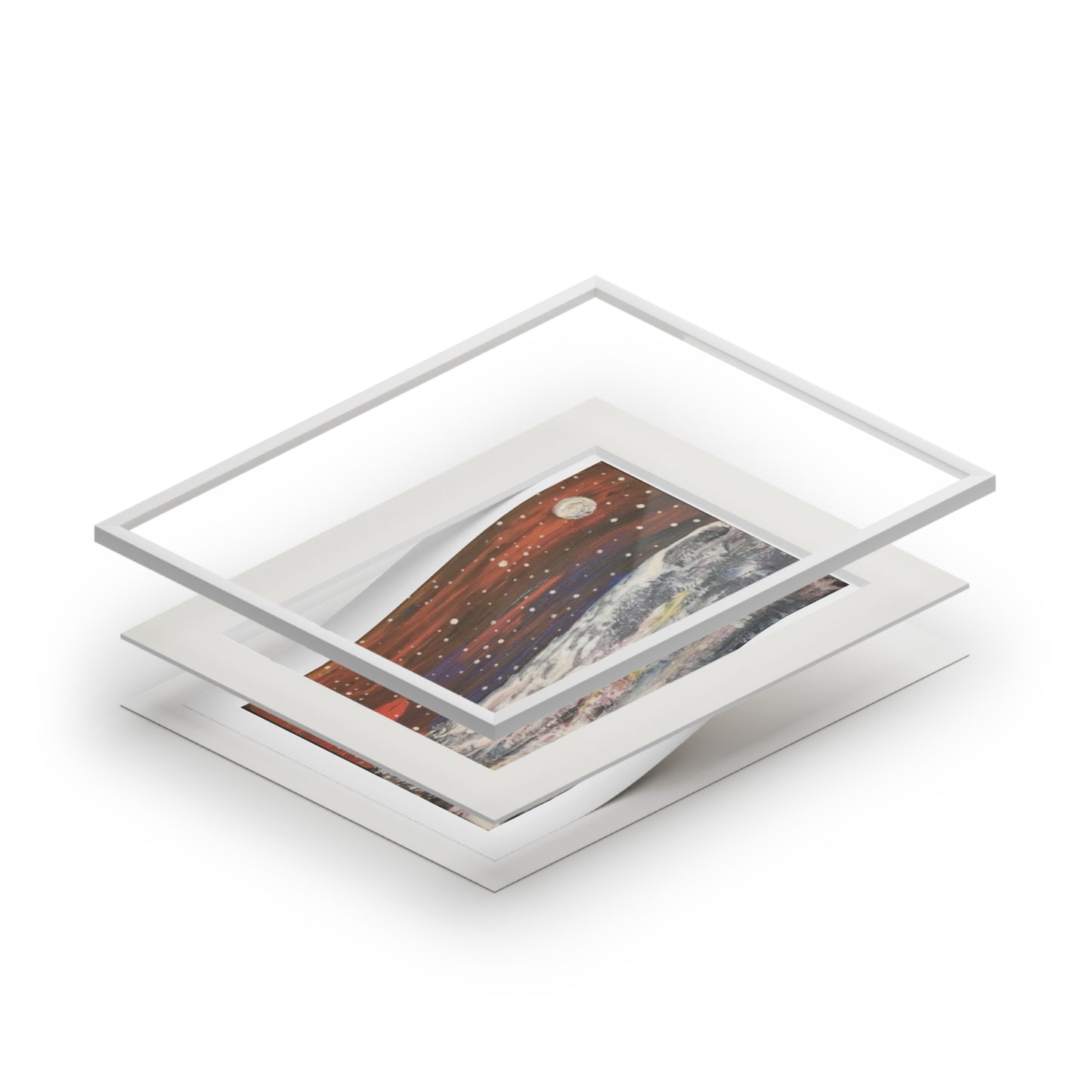 Lunar Winter Landscape — Fine Art Print with Passepartout Frame