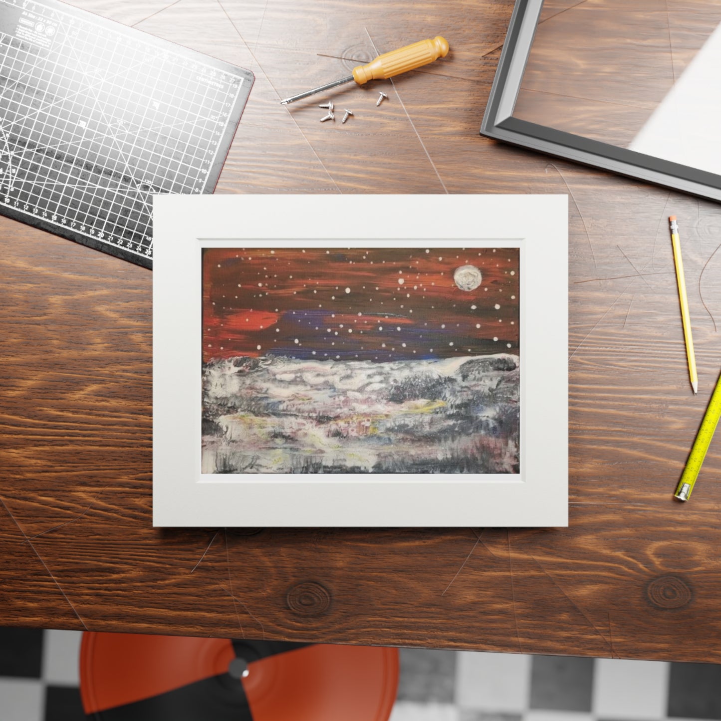 Lunar Winter Landscape — Fine Art Print with Passepartout Frame