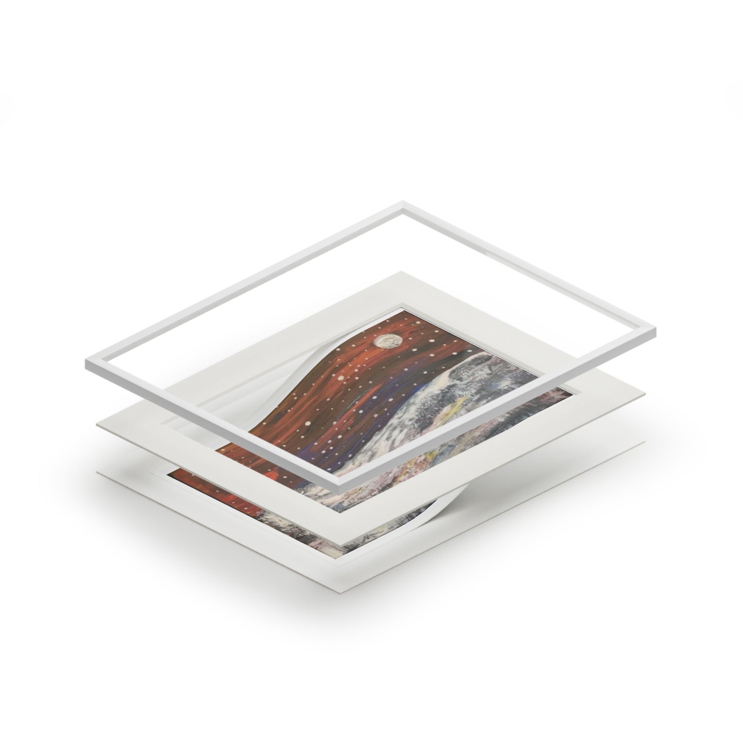 Lunar Winter Landscape — Fine Art Print with Passepartout Frame